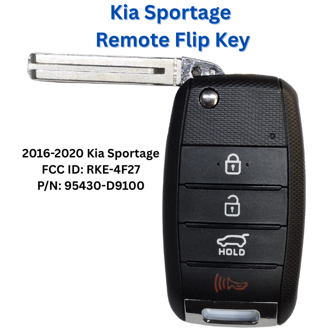2016-2020 KIA SPORTAGE REMOTE FLIP KEY FOB With UNCUT Key BLADE P/N: 95430-D9100