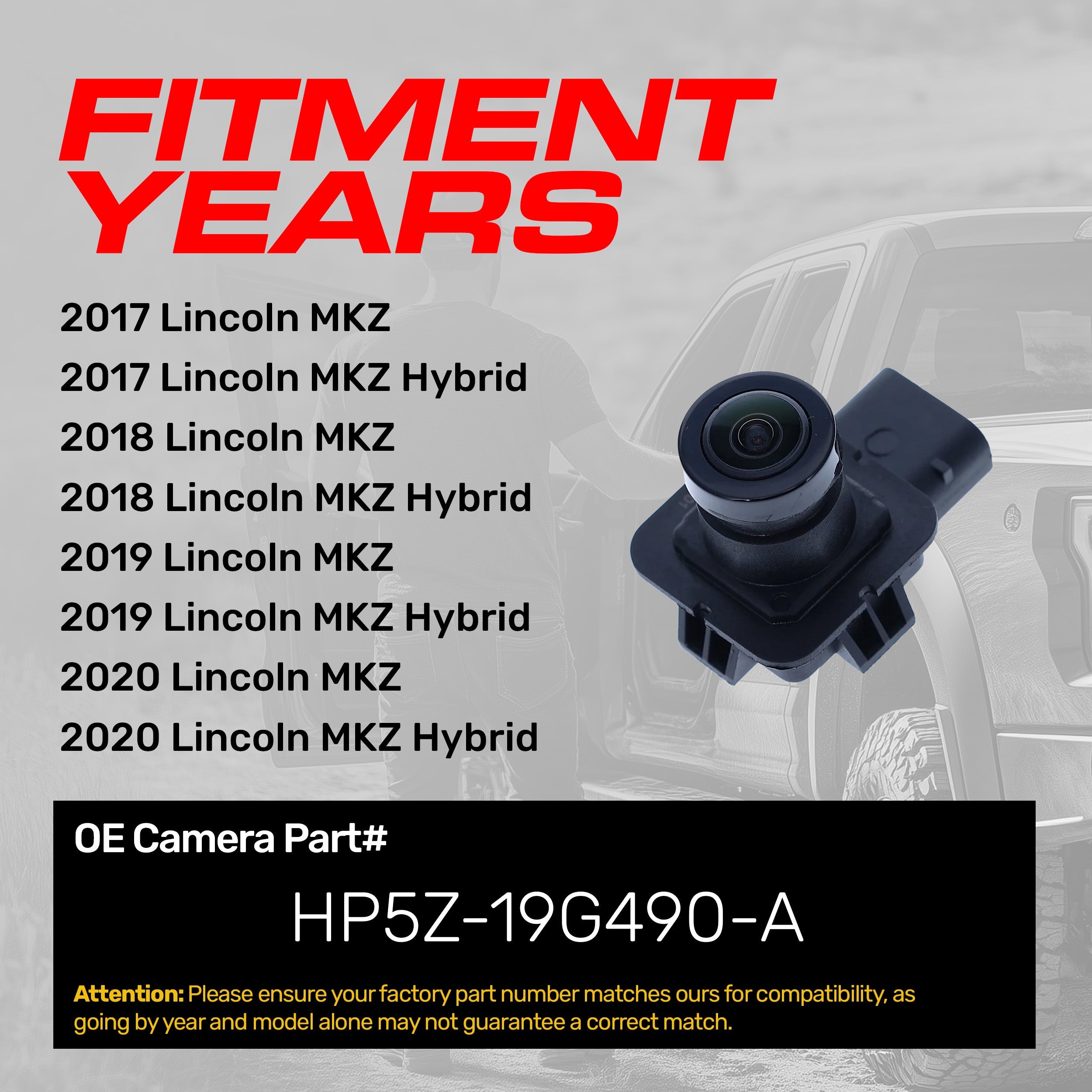 Lincoln MKZ, MKZ Hybrid (2017-2020) OEM Replacement Backup Camera OE Part # HP5Z-19G490-A