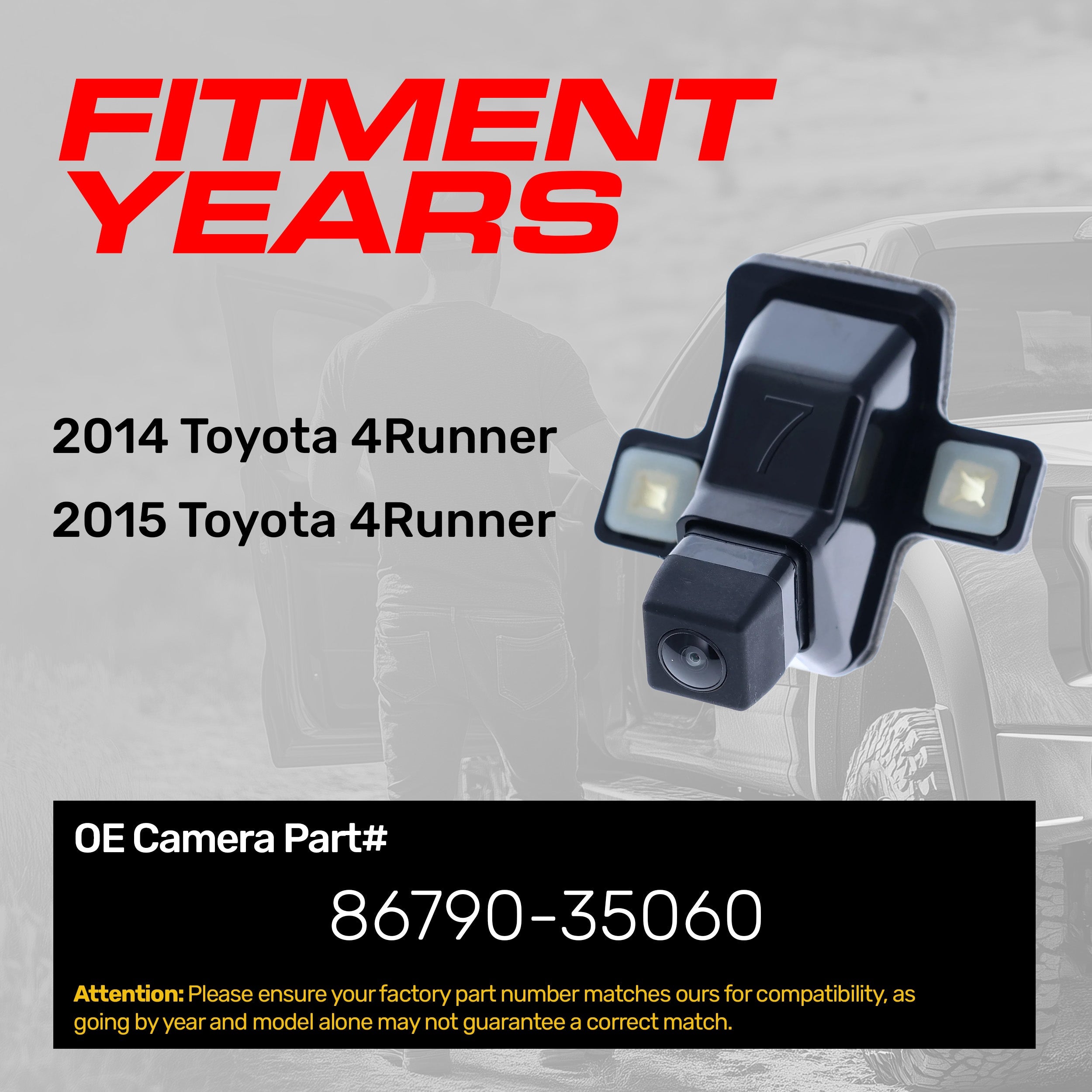 Toyota 4Runner (2014-2015) OEM Replacement Backup Camera OE Part # 86790-35060