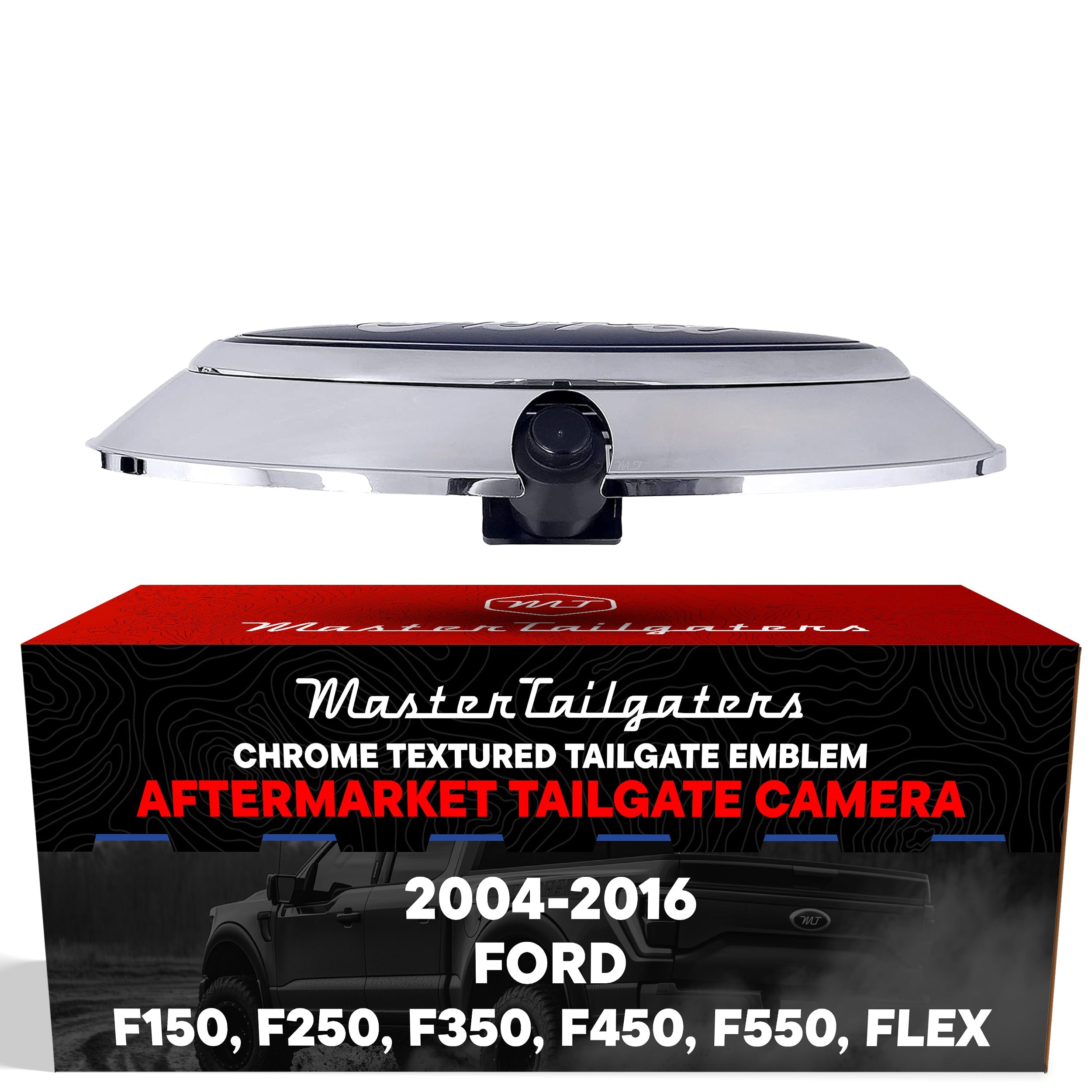 Ford F150, F250, F350, F450, F550 (2004-2016) Replacement Ford Emblem with Backup Camera