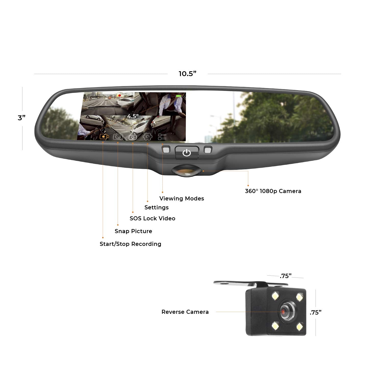 Master Tailgaters OEM Rear View Mirror with Ultra Bright 4.5