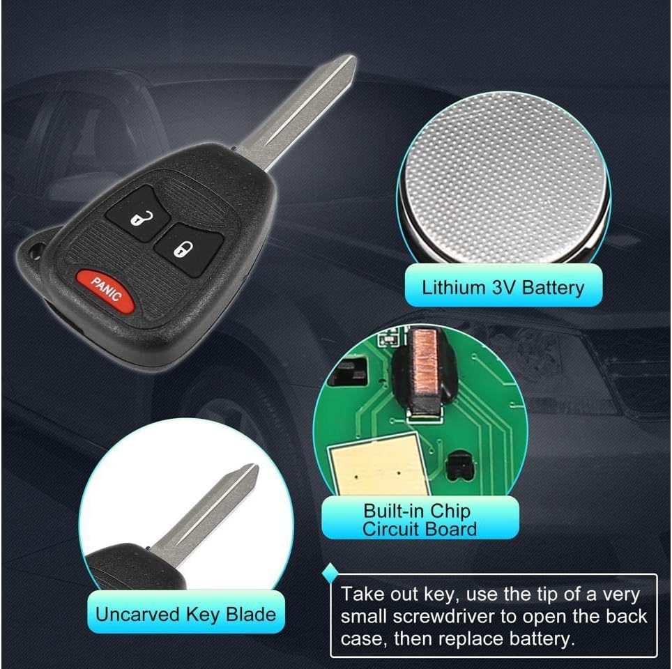 Chrysler Dodge Jeep Remote Head Key Fob Replacement for FCC ID: OHT692427AA, OHT692713AA (4-Buttons) 315 MHz