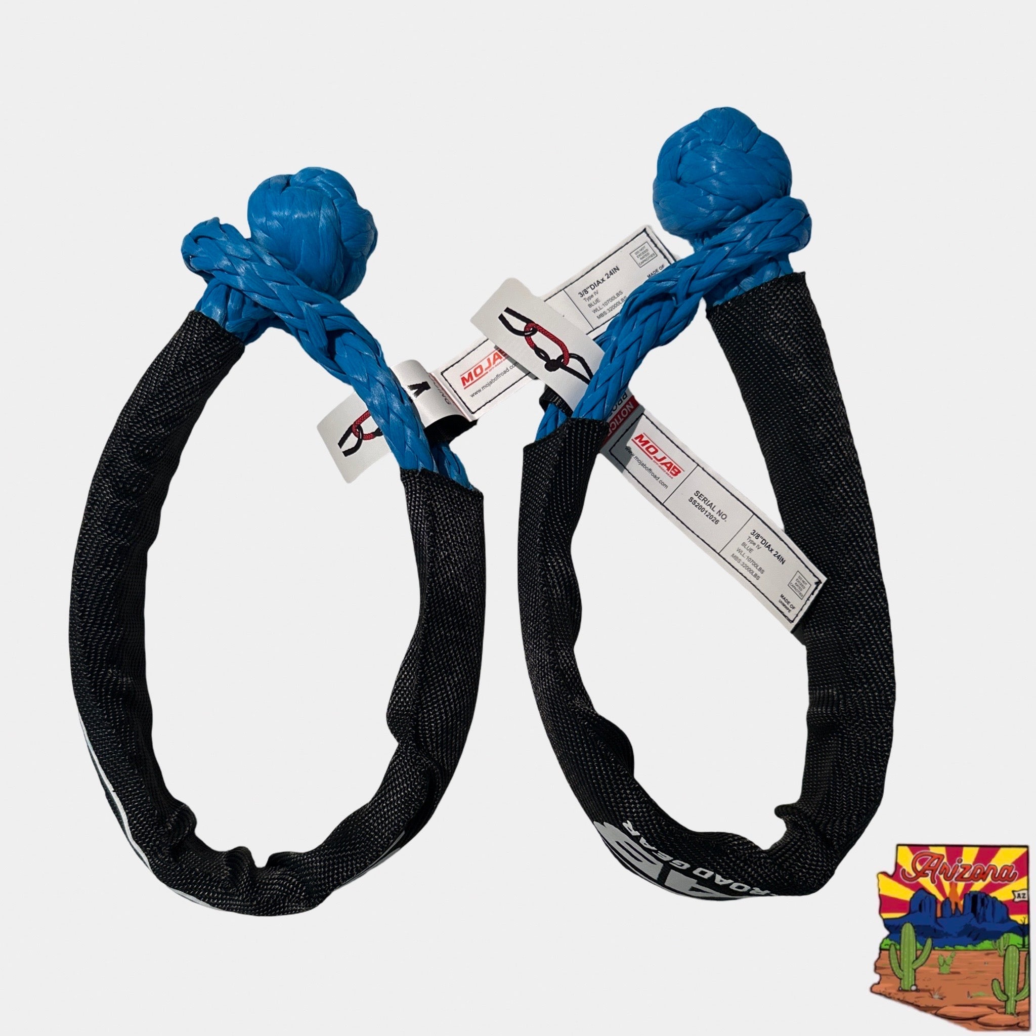Soft Shackle 3/8'' x 22” with sleeve and bag (Set of 2 Shackles) (Lifetime Warranty)