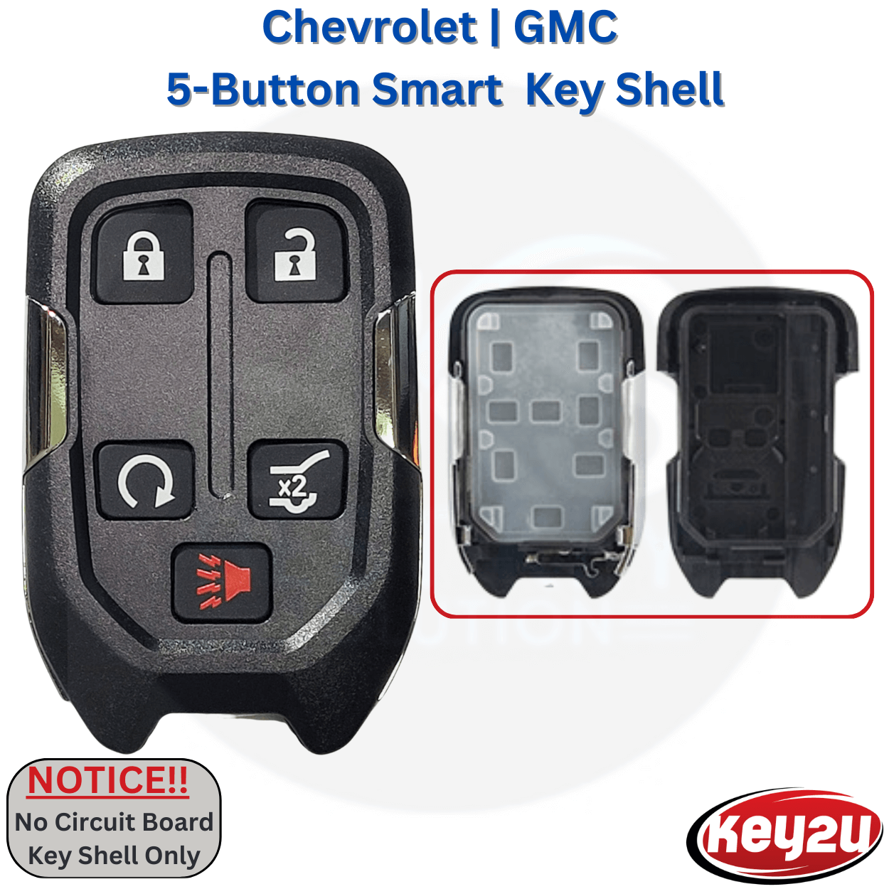FCC HYQ1AA, HYQ1EA Smart Key Case, Key Fob Shell 5-button for Chevrolet GMC Acadia Sierra Terrain  2017-2023