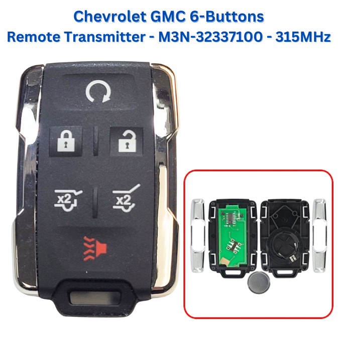 Chevrolet GMC 2015-2020 6-Button Keyless Entry Remote FCC ID: M3N-32337100 - 315 MHz