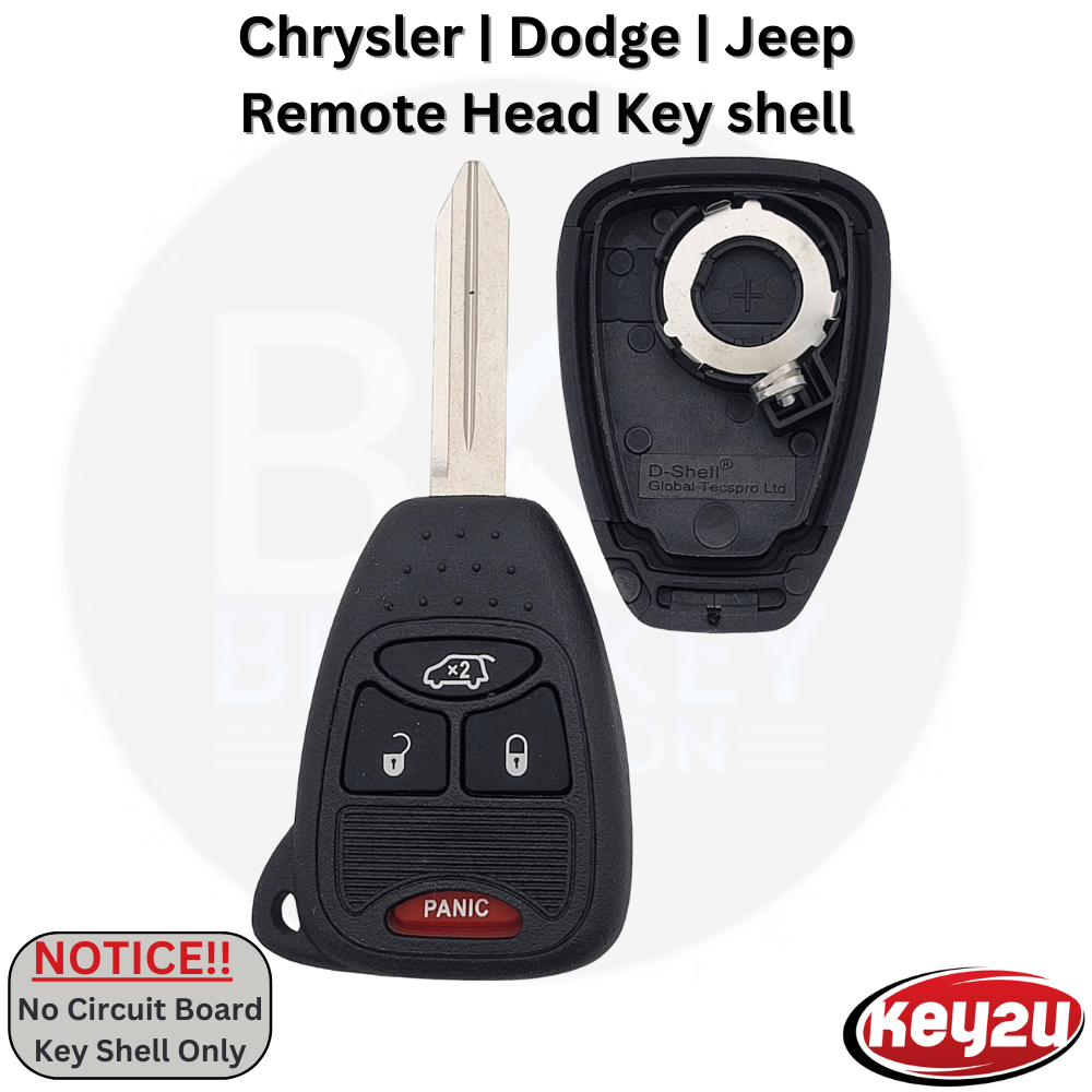 Chrysler Dodge Jeep Remote Head Key Shell Replacement for FCC ID: OTH692427AA, M3N5WY72XX, 4-Buttons