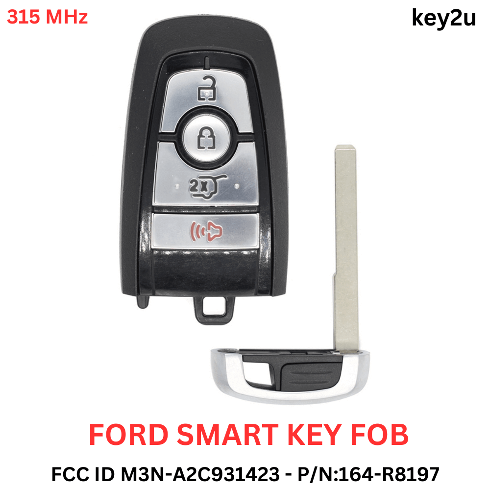 Ford Expedition, Explorer, Escape (2018-2023) Smart Key Transmitter 4-Button FCC ID: M3N-A2C931423, P/N: 164-R8197 (315 MHz).