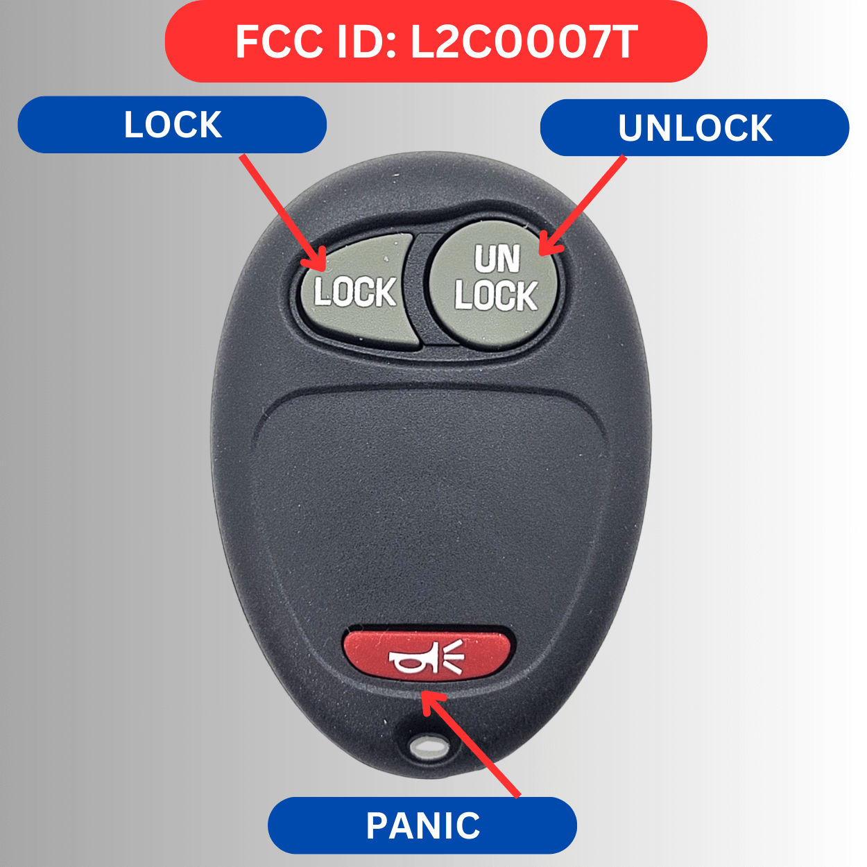 Chevrolet GMC FCC ID: L2C0007T 3-Button Remote Transmitter operating at 315 MHz. (key2u)