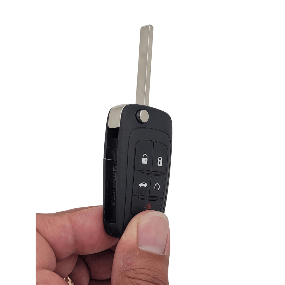 Chevrolet Camaro Cruze Equinox Malibu Sonic, Flip Key Fob Replacement for Ignition Lock with Key Blade System - 5B Trunk / Starter - OEM Part Strattec 5912545
