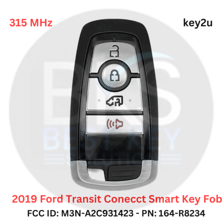 Ford Transit Connect (2019-2023) Smart Key Fob Transmitter 4-Button FCC ID: M3N-A2C931423, P/N: 164-R8234 (315 MHz).