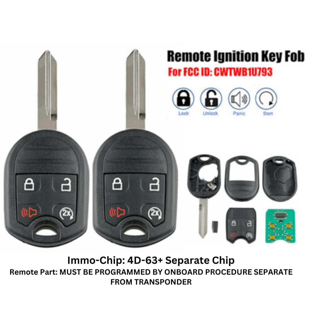 Ford Remote Head Car Key Fob with Remote Start Button Replacement Fits for F-Series F150-F750, Explorer, Expedition, Edge, Lincoln FCC ID:CWTWB1U793, OUC6000022, 315MHz.