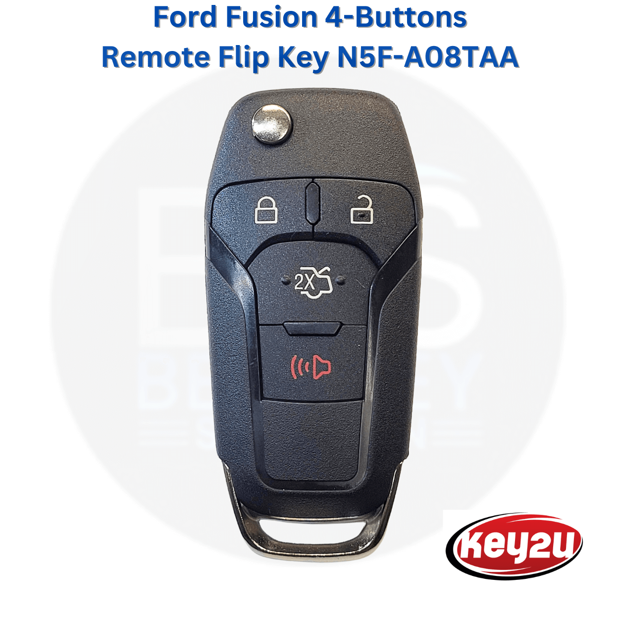 Ford Fusion (2013-2016) 4-Button Remote Head Flip Key Fob FCC ID: N5F-A08TAA, P/N: 164-R8130, Key Blade HU101 (key2u)