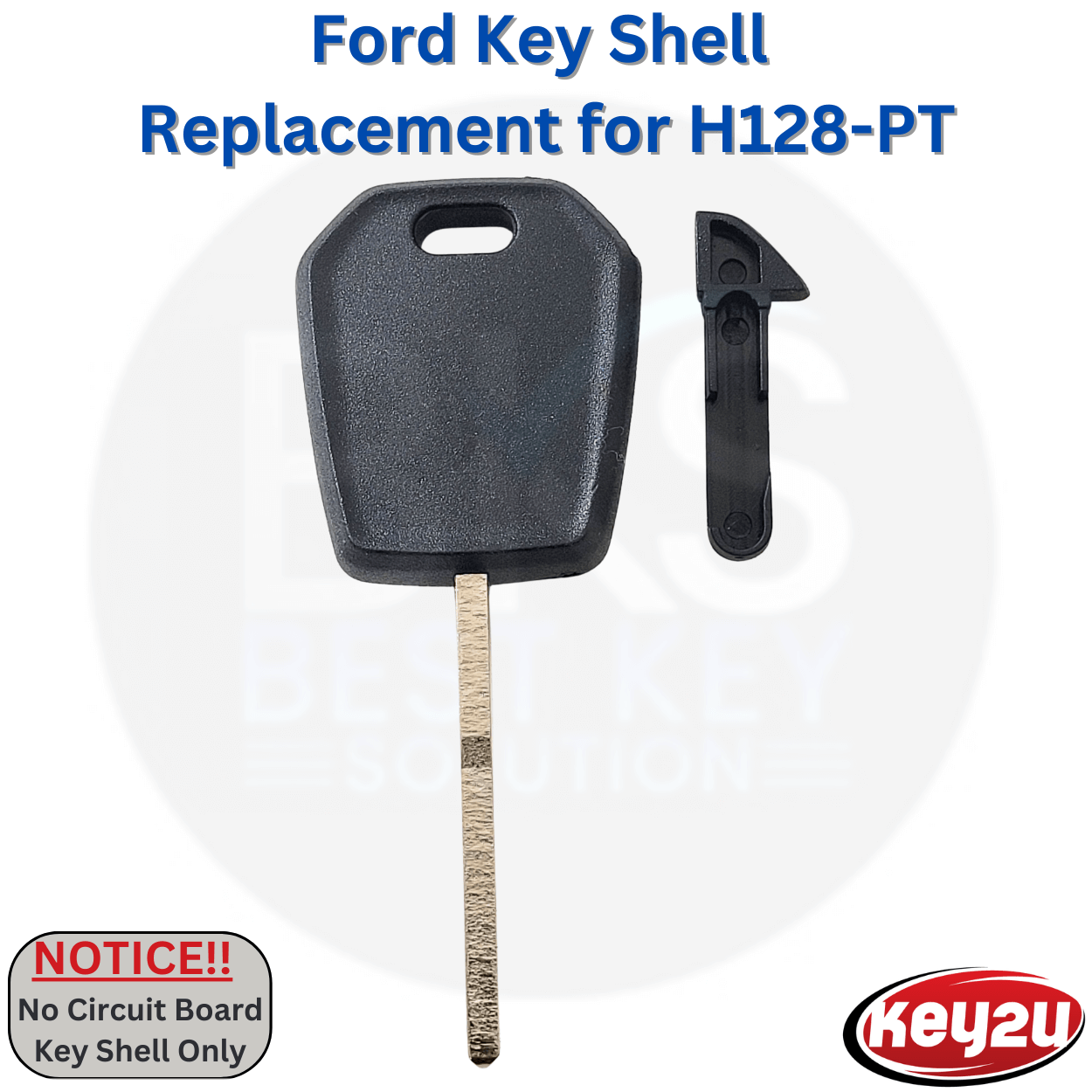 Ford Key Shell Replacement for H128-PT Hitag-Pro 128-Bit Key Blade HU101 with Chip Holder (key2u)