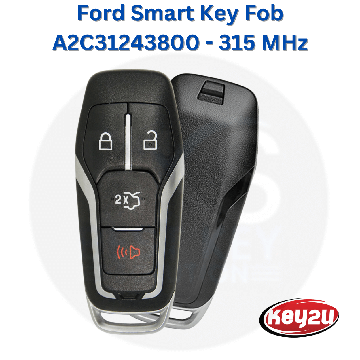 Ford 4-Button Smart Key Fob Model FCC ID:M3N-A2C31243800, P/N:164-R8109, operating at 315 MHz. (key2u)