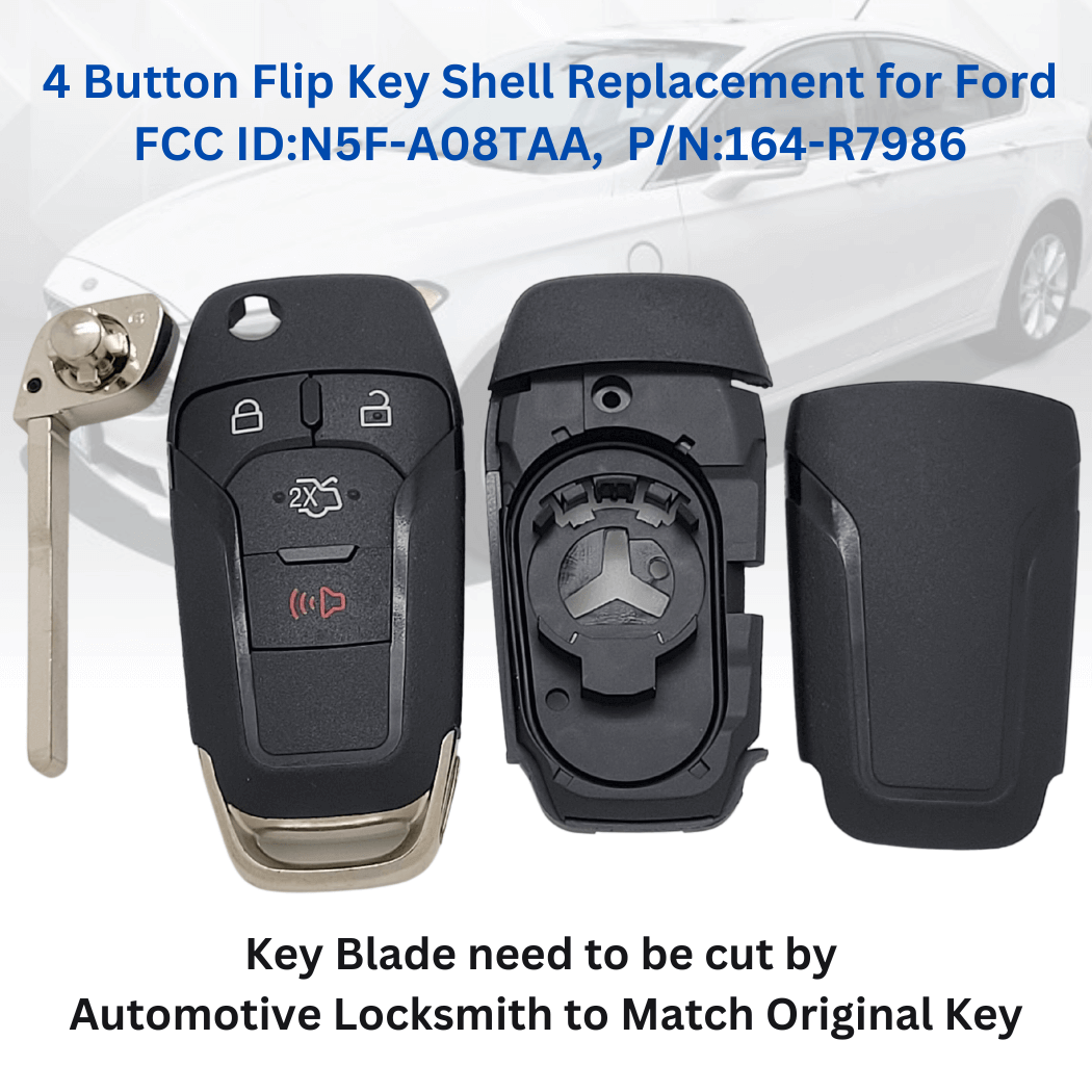 Ford Remote Flip Key Shell Case for Ford Fusion 2013-2016, Transit Connect 2019-2023 N5F-A08TAA 164-R8236