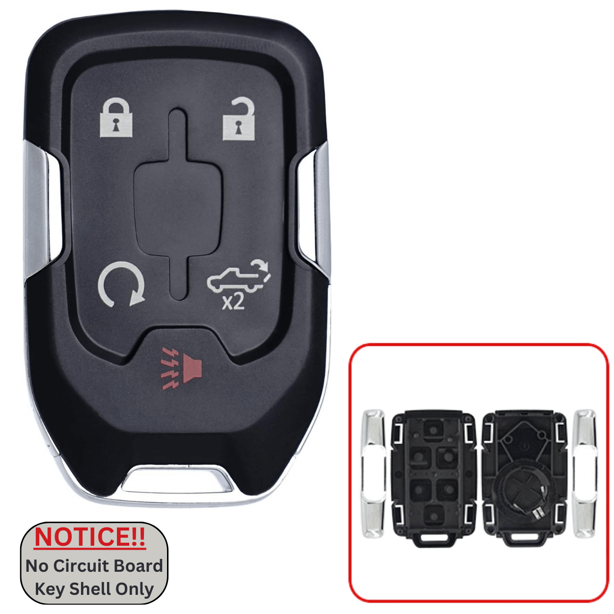 Chevrolet GMC 5-Button Smart Key Shell for FCC ID: HYQ1EA P/N:13529632 / 13508398 (KEY2U)