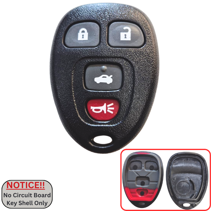4-Button Remote Shell Replacement with Battery Holder for Buick Cadillac Chevrolet (2007-2013) - FCC OUC60270/OUC60221. Grade A