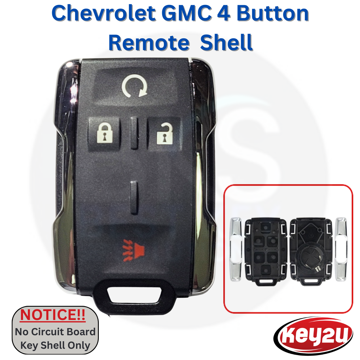 Premium Replacement Remote Key Shell for Chevrolet GMC 🔑 - 4-Button, Chrome Sides. Fits Silverado/Sierra (2014-2020) - Replaces FCC ID: M3N-32337100 / M3N-32337200 P/N: 13580082