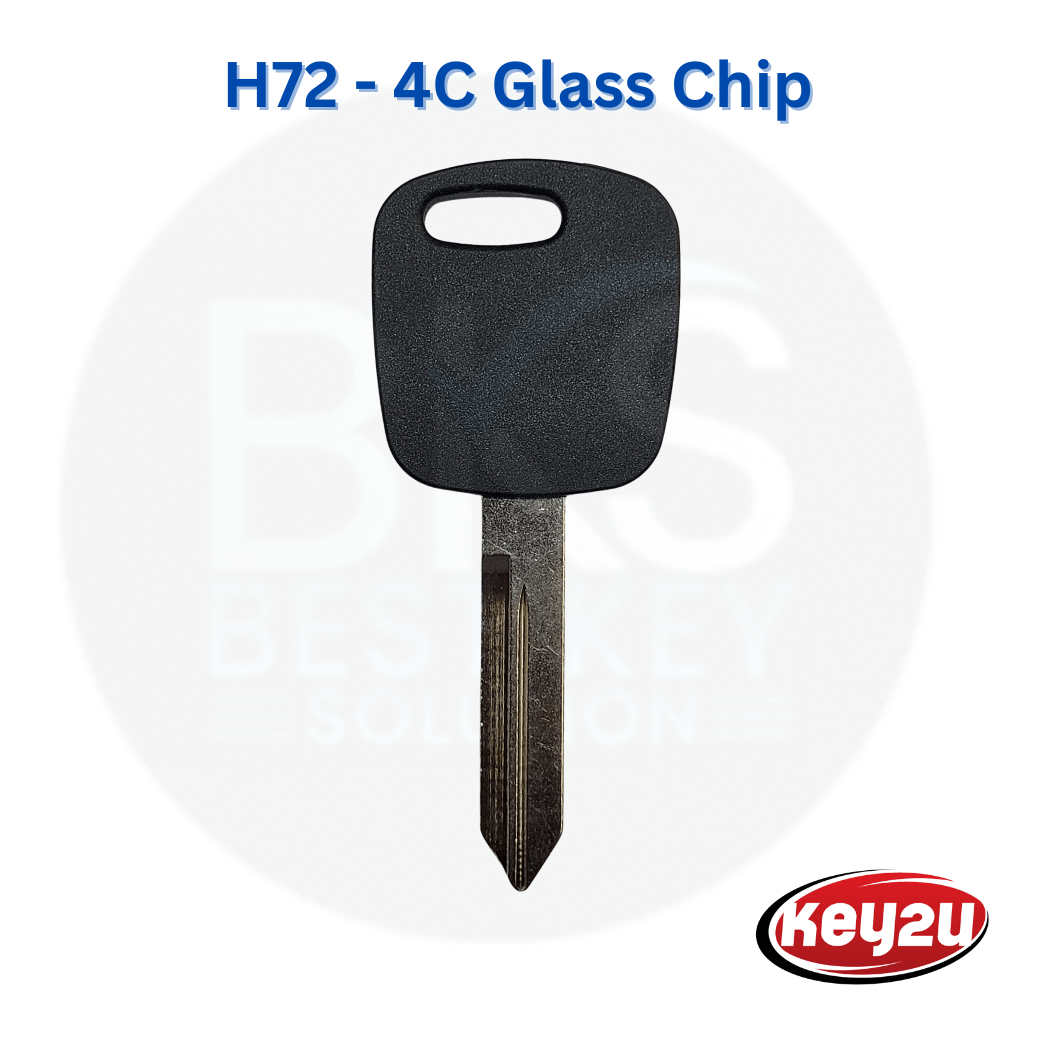 key2u, Ford Lincoln Mercury H72-PT Transponder Key Blank with 4C - Glass Chip Key Blade H-75