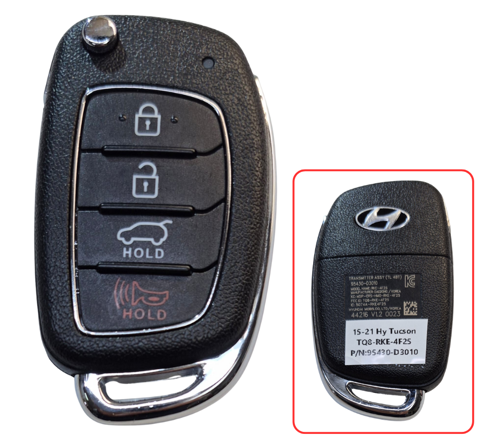 Hyundai 4 Button Remote Flip Key FCC ID:TQ8-RKE-4F25 , P/N:95430-D3010, 433 MHz - OEM Refurbished
