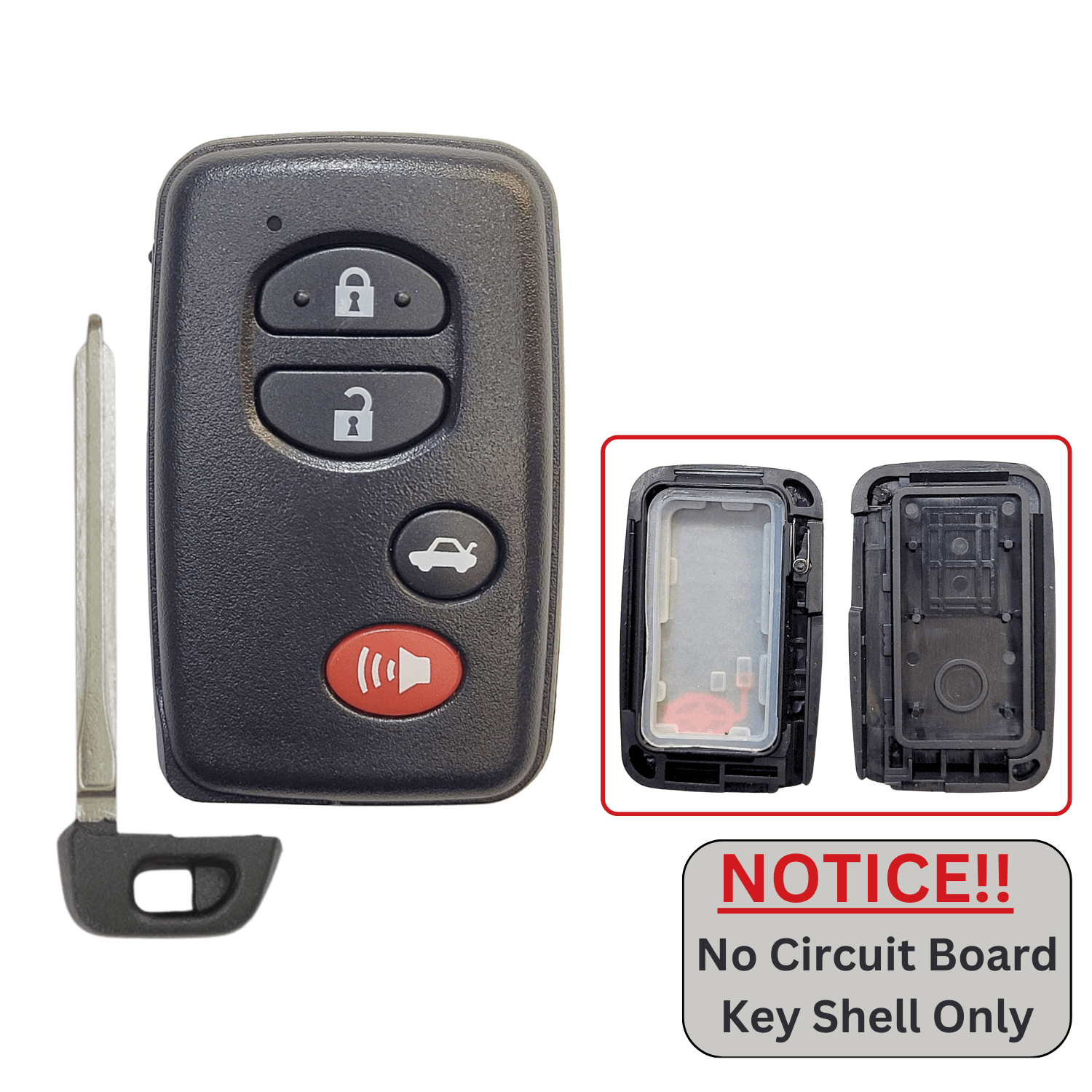 Toyota Smart Proximity Remote Key Shell For FCC ID: HYQ14AAB, HYQ14AEM, HYQ14ACX, HYQ14FBA