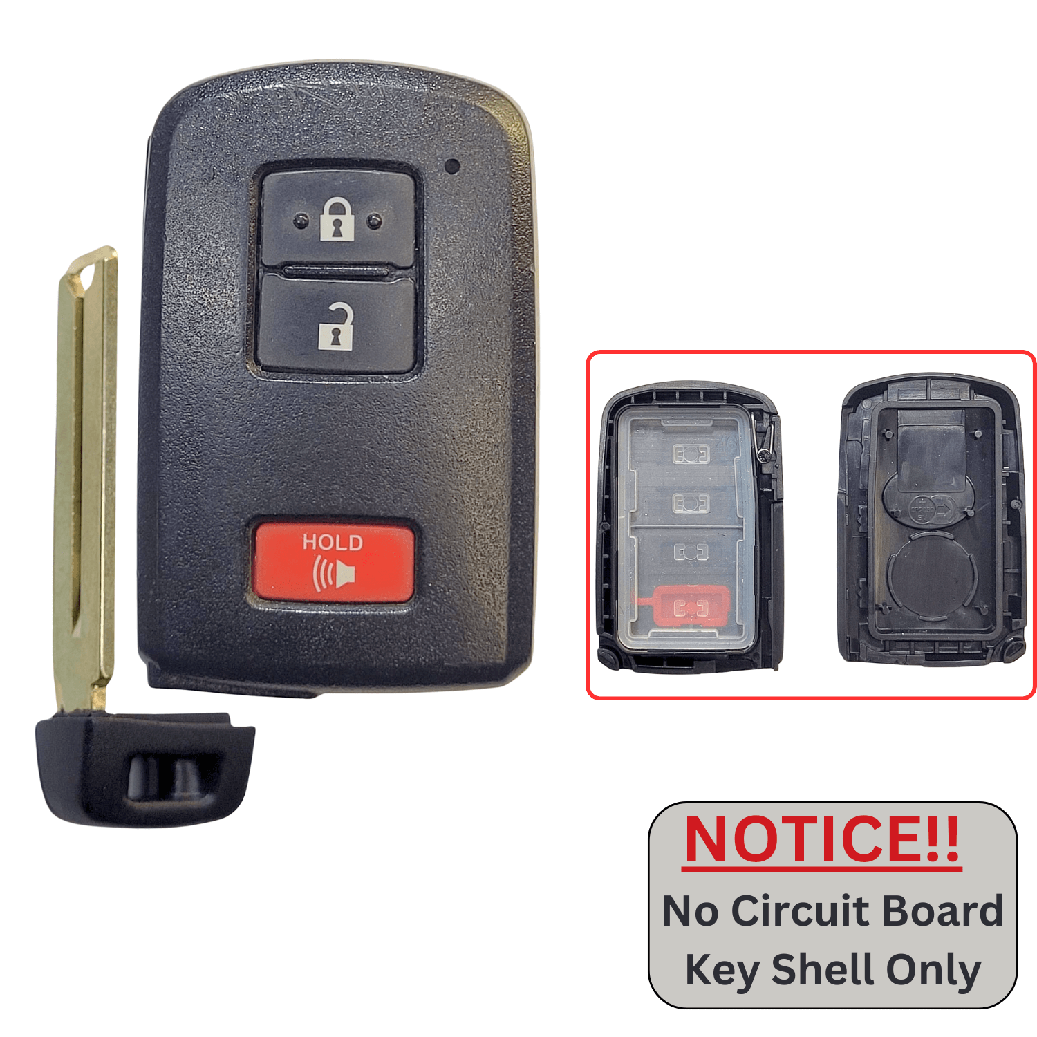 Toyota Smart Proximity Remote Key Shell For FCC ID: HYQ14AAB, HYQ14AEM, HYQ14ACX, HYQ14FBA