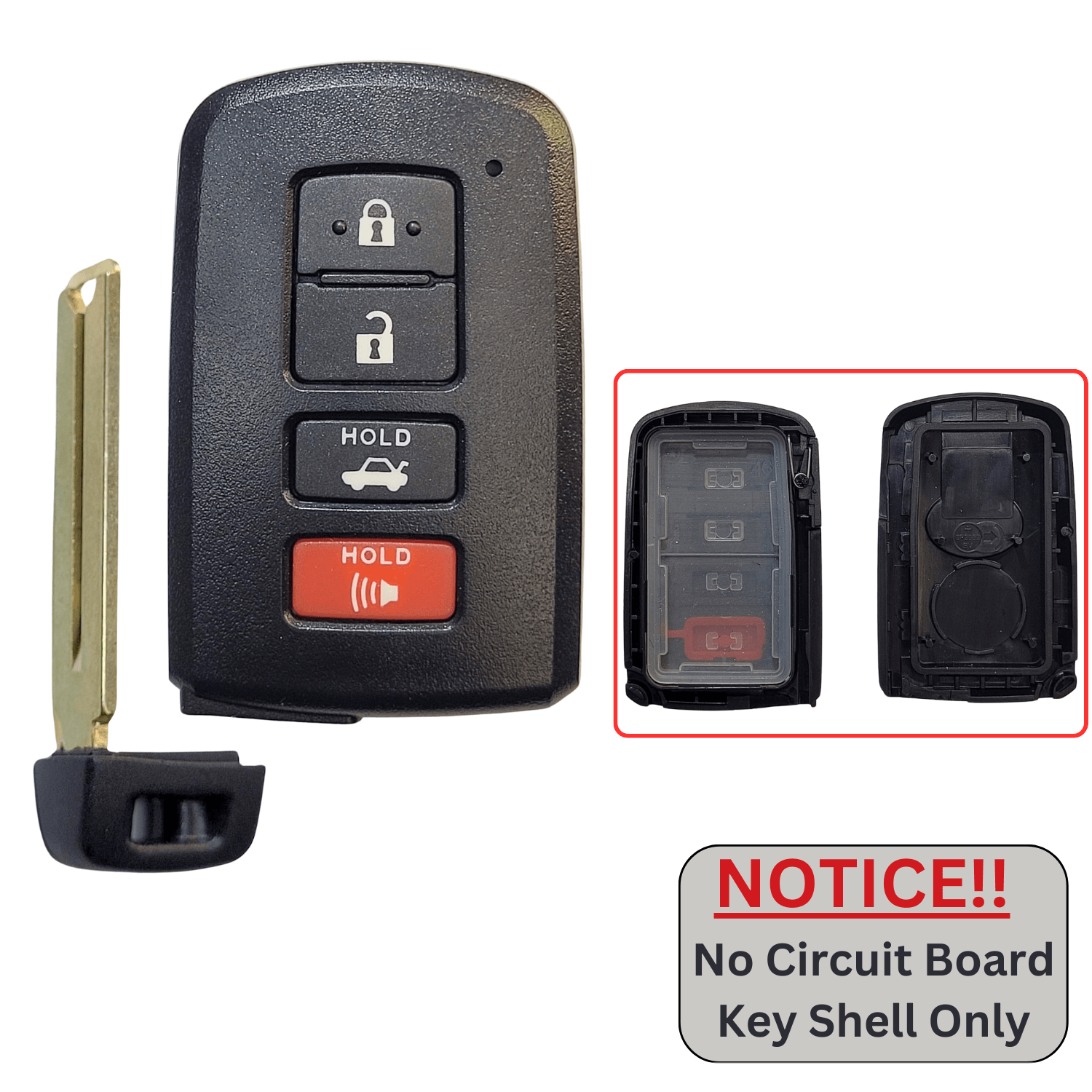 Toyota Smart Proximity Remote Key Shell For FCC ID: HYQ14AAB, HYQ14AEM, HYQ14ACX, HYQ14FBA
