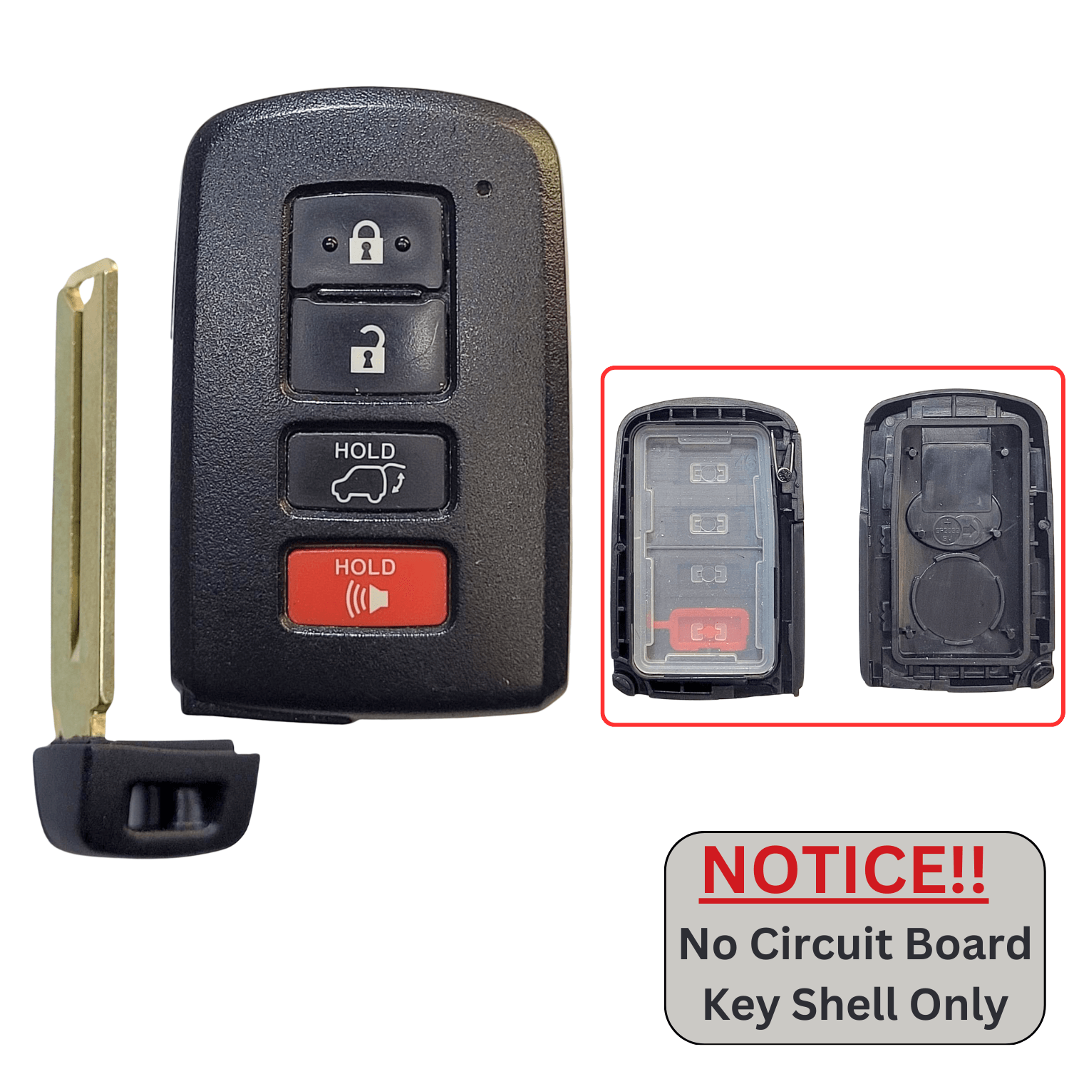 Toyota Smart Proximity Remote Key Shell For FCC ID: HYQ14AAB, HYQ14AEM, HYQ14ACX, HYQ14FBA