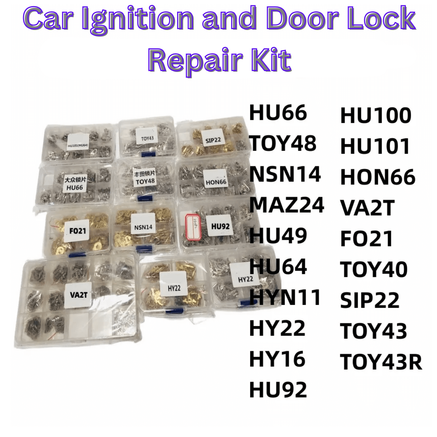 Car Lock Repair Keying Kit FO21 / TOY43 / TOY48 / HY22 / HU92 / HU100 / HU66 / HON66 / SIP22 / VA2T for Honda/BMW/Toyota Car Lock Repair Accessories