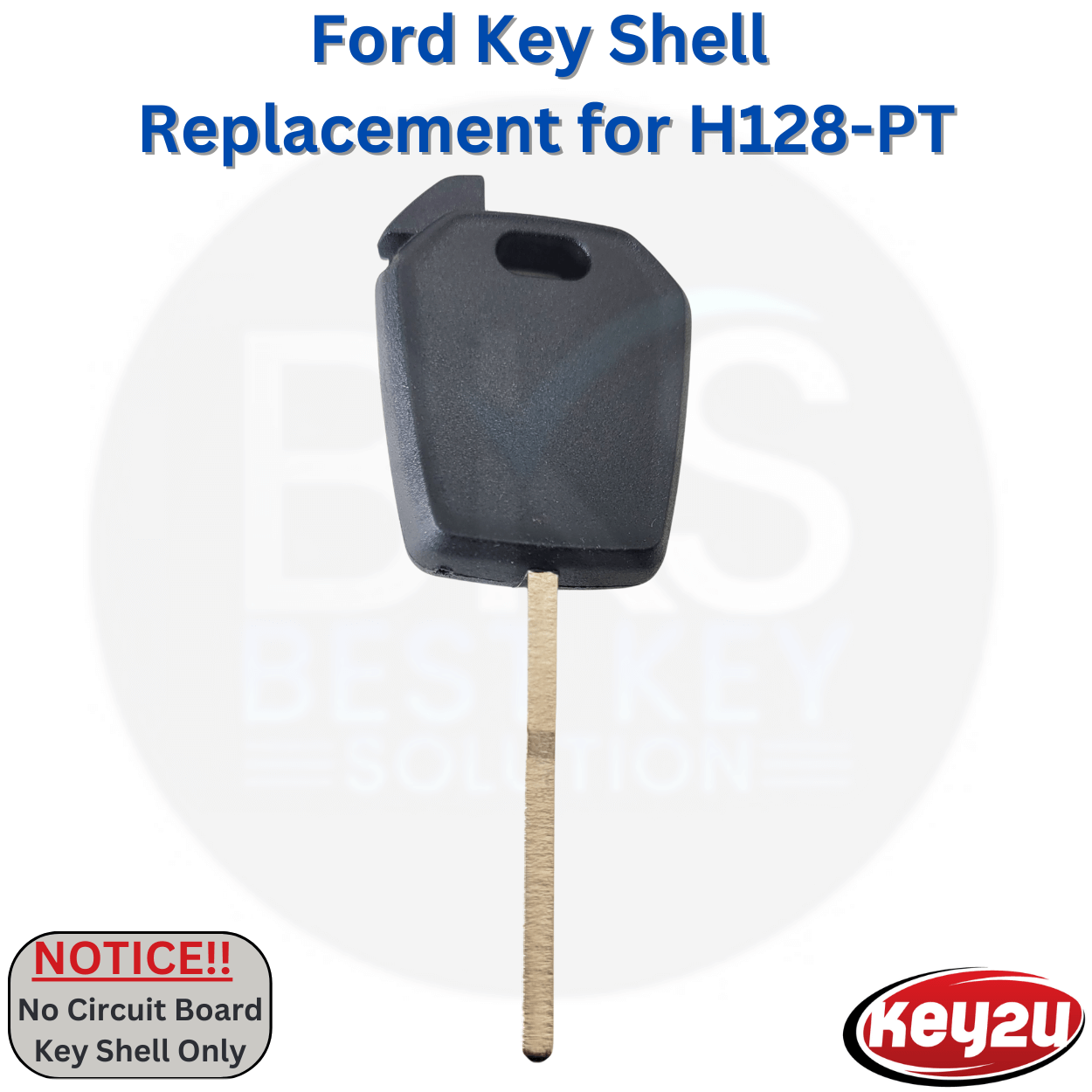Ford Key Shell Replacement for H128-PT Hitag-Pro 128-Bit Key Blade HU101 with Chip Holder (key2u)