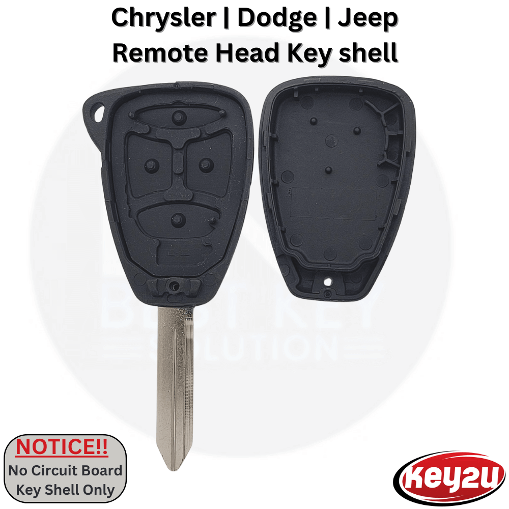 Chrysler Dodge Jeep Mitsubishi 2004 - 2007 Durable Remote Head Key Fob Shell 3-Buttons Big Pad, Work for FCC ID: KOBDT04A