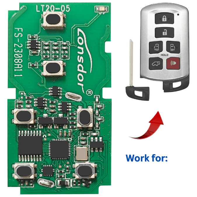 Lonsdor LT20-05 Universal Smart Remote PCB Compatible with Toyota Sienna Smart Key Fob