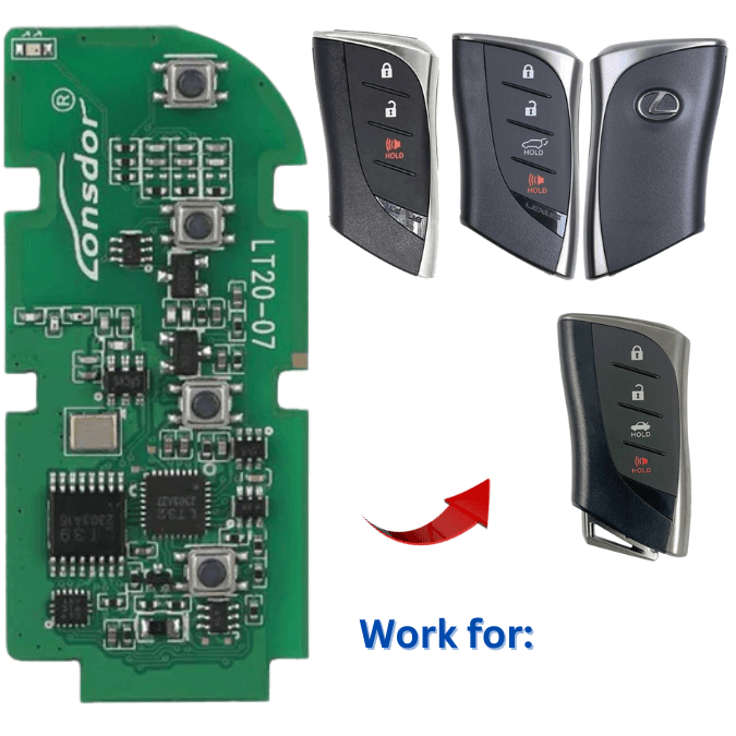 Lonsdor LT20-07 Universal Smart Remote PCB Compatible with Lexus Board 3410, 0440, 6100, 8A Chip, Switchable Frequency
