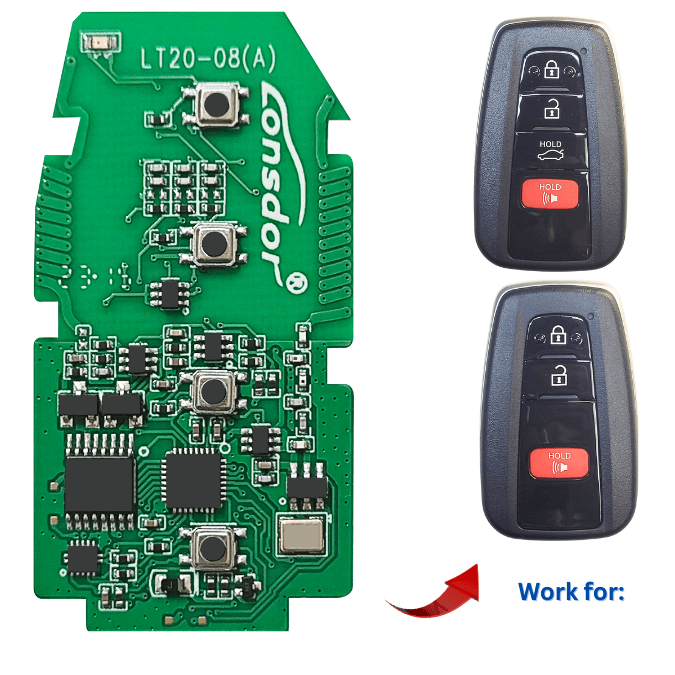 Lonsdor LT20-08 Universal Smart Remote PCB Compatible with Toyota Smart Key Fob with Board Numbers 3450, 6460, 0351, 0410 Chip-8A