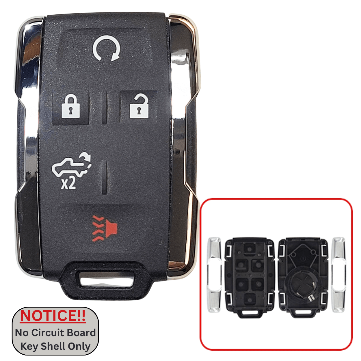 Chevrolet Silverado GMC Sierra Remote Shell 5-button for FCC ID:M3N-32337200 P/N: 842099236 With chrome on the sides (key2u).