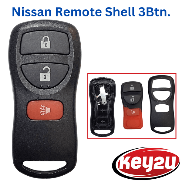 2-Pack Replacement Key Fob Shell Case For Nissan - Black Housing Only (KBRASTU15)