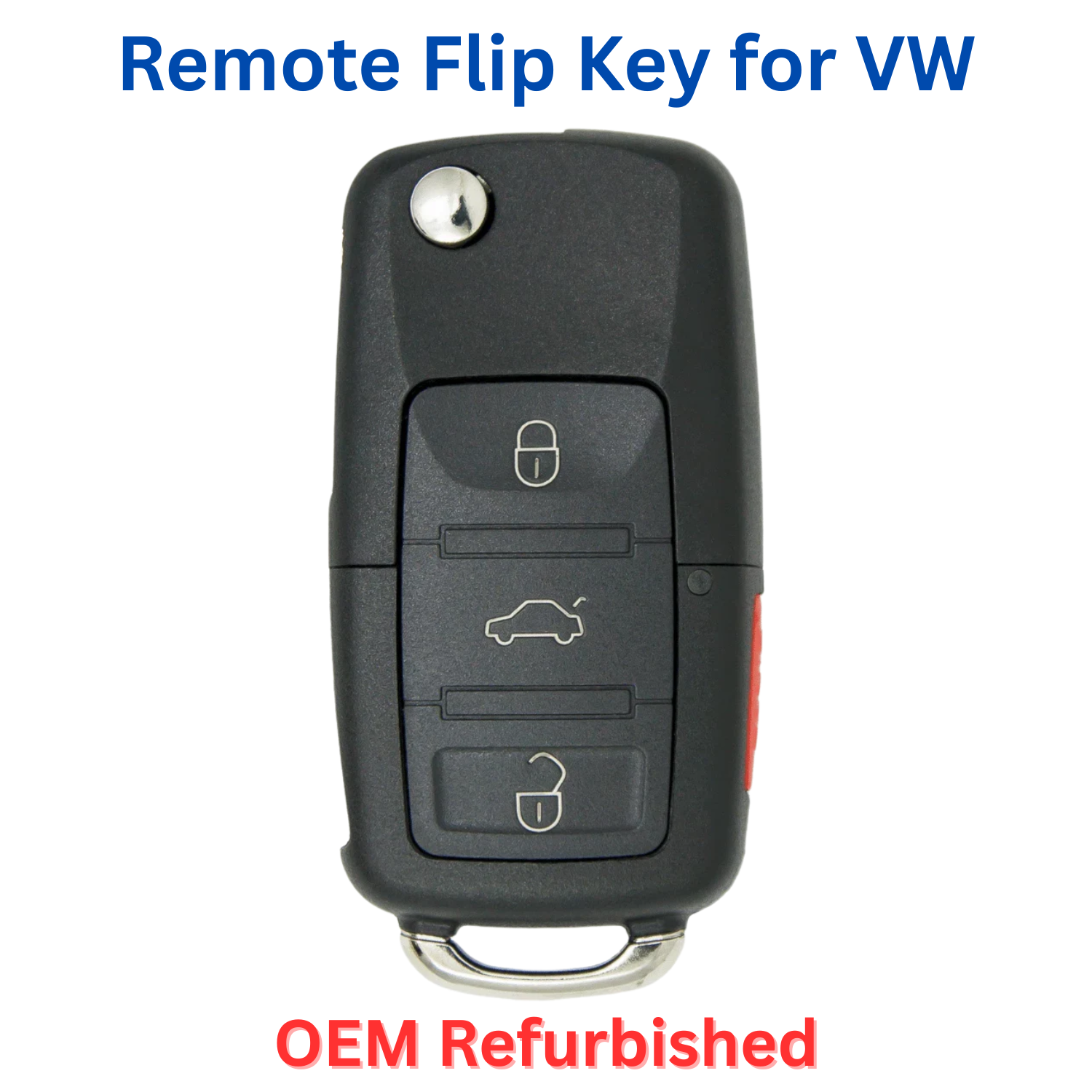 Refurbished Flip Remote Key for Volkswagen with FCC ID: NBG010180T P/N: 5K0837202AE, 5K0837202AK and 315-MHZ Chip 48 (key2u).