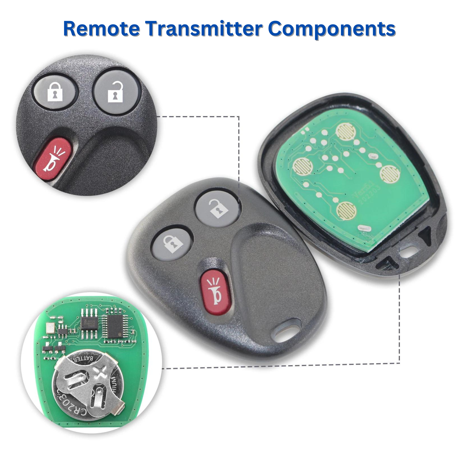 Chevrolet, GM, GMC 2003-2007 Keyless Entry Remote Key Fob FCC ID: LHJ011  - 315 MHz (KEY2U)