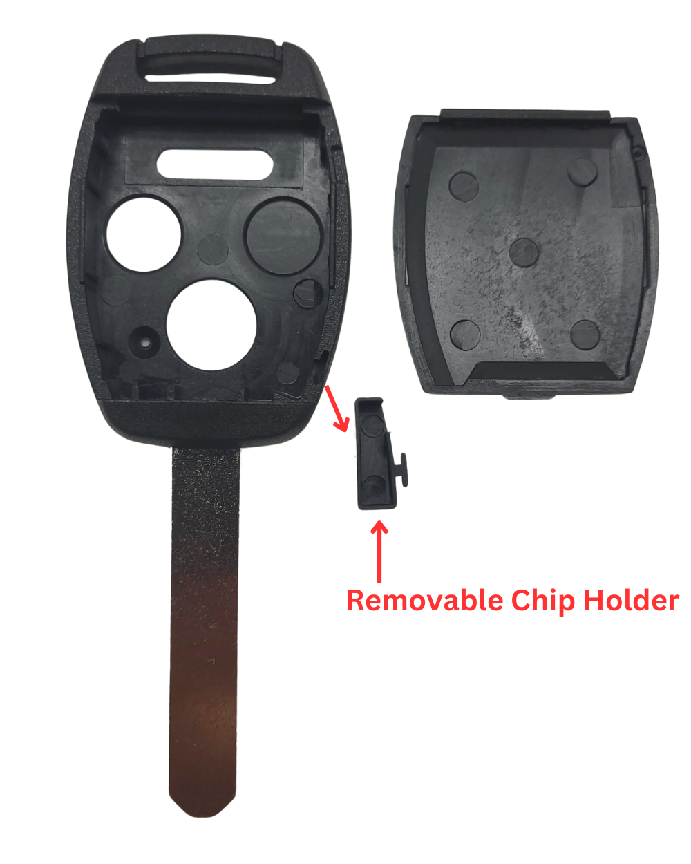 key2u, Honda 3Btn Remote Head Key, Indestructible Durable Shell Replacement With Uncut Key Blank.