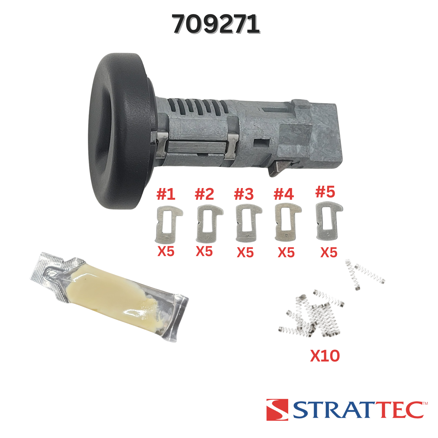Strattec P/N: 709271 Ignition Lock full repair kit for 2006-2016 Chevrolet GMC Hummer Truck Suv and Van Ignition Lock Replacement uncoded without key.