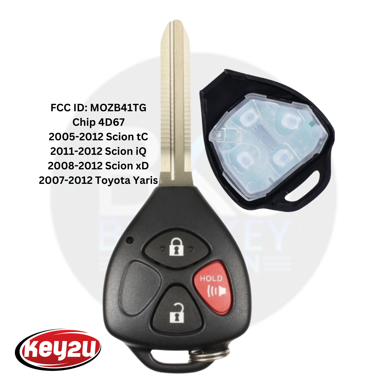 SCION, YARIS 2005-2012 REMOTE HEAD KEY FOB WITH FCC ID MOZB41TG 4D67 CHIP