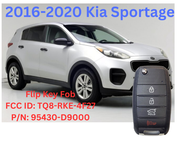 2016-2020 KIA SPORTAGE REMOTE FLIP KEY FOB With UNCUT Key BLADE P/N: 95430-D9100