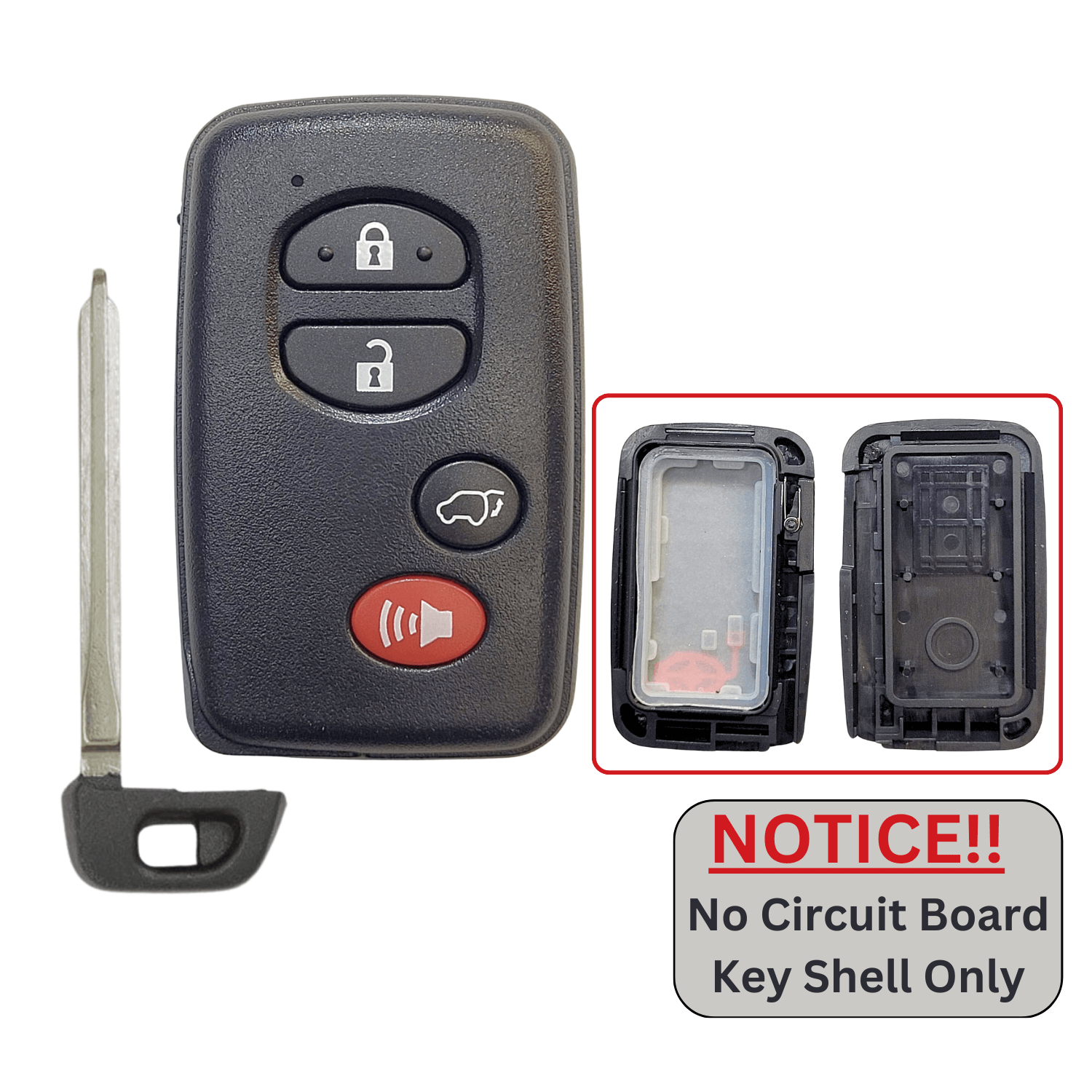 Toyota Smart Proximity Remote Key Shell For FCC ID: HYQ14AAB, HYQ14AEM, HYQ14ACX, HYQ14FBA