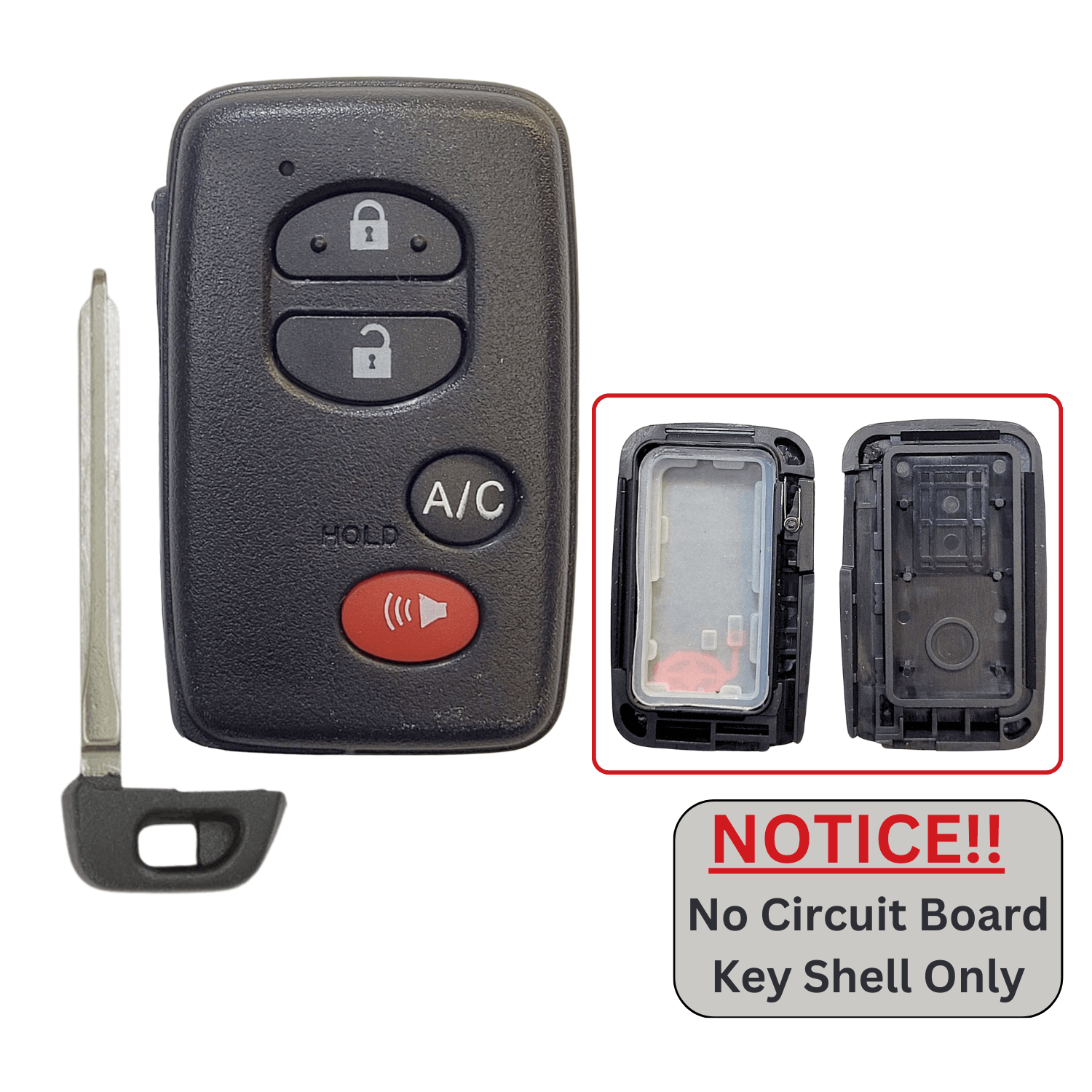 Toyota Smart Proximity Remote Key Shell For FCC ID: HYQ14AAB, HYQ14AEM, HYQ14ACX, HYQ14FBA