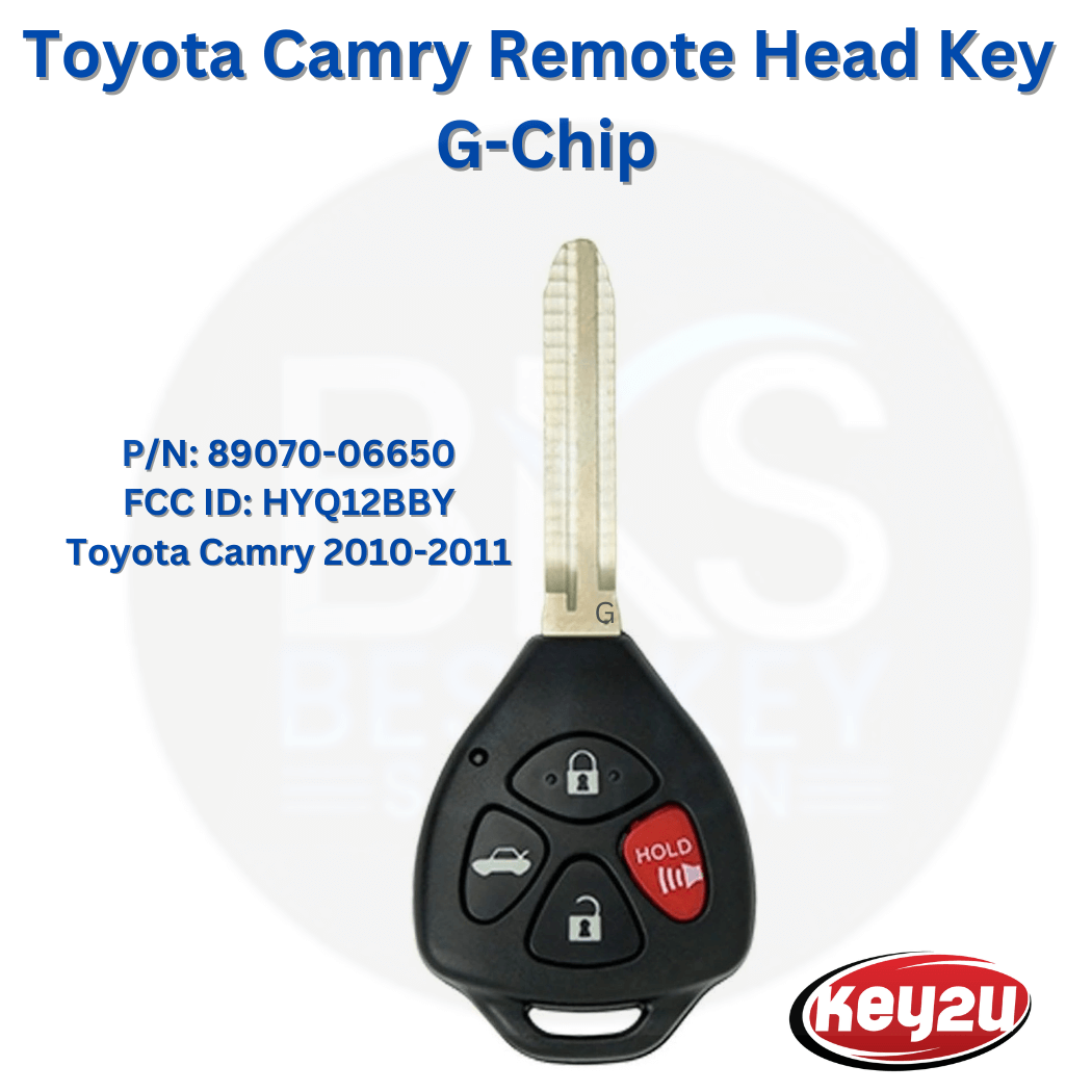 Toyota Camry Remote Head Key Fob with FCC ID: HYQ12BBY - 4 Button 4D72 G-Chip 315 MHz