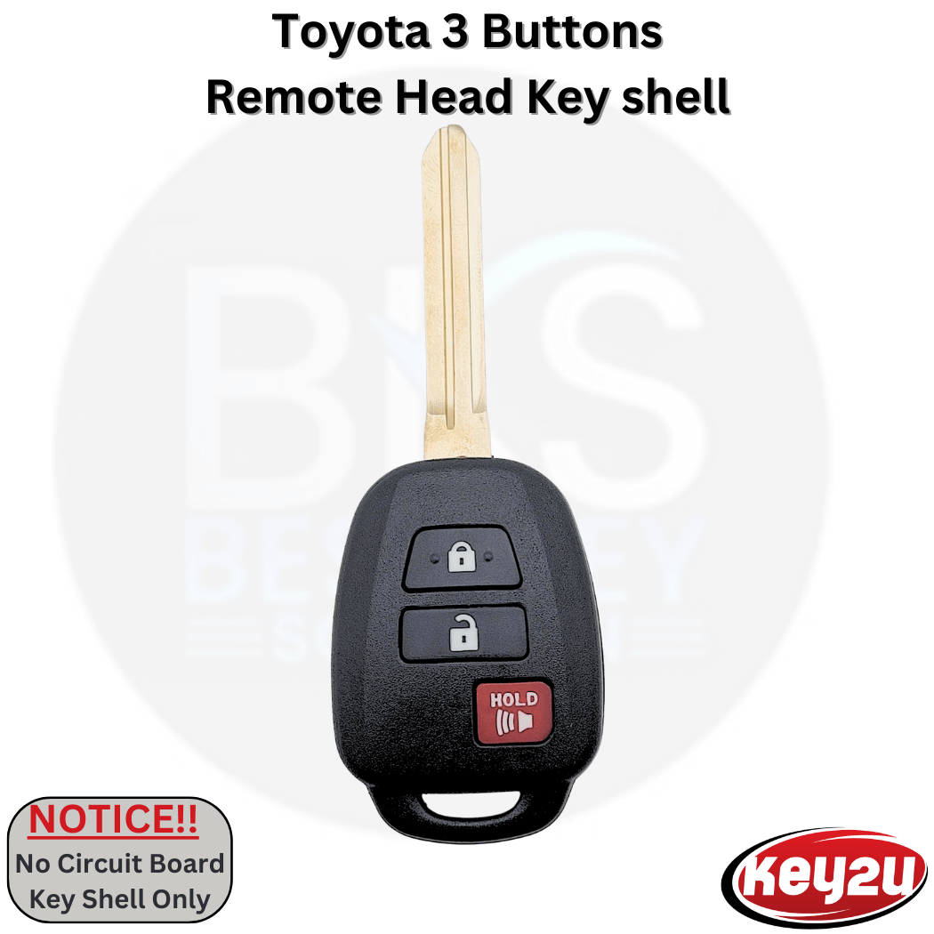 Toyota Corolla Camry Scion Remote Head Key Shell with 3 Buttons Compatible with FCC ID HYQ12BDM, HYQ12BDP, GQ4-52T Key Fob.