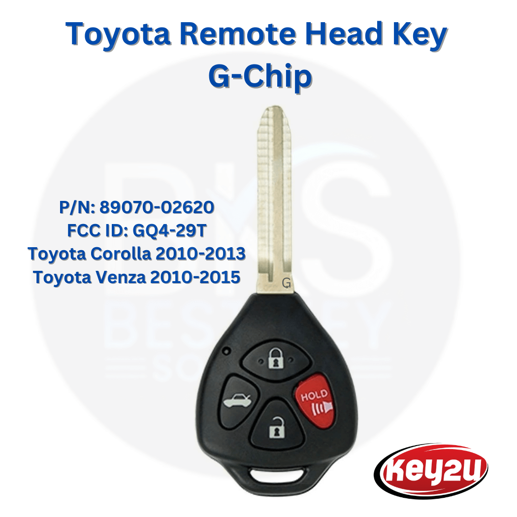 Toyota Corolla Venza Remote Head Key Fob with FCC ID: GQ4-29T 4 Button G-Chip 315 MHz