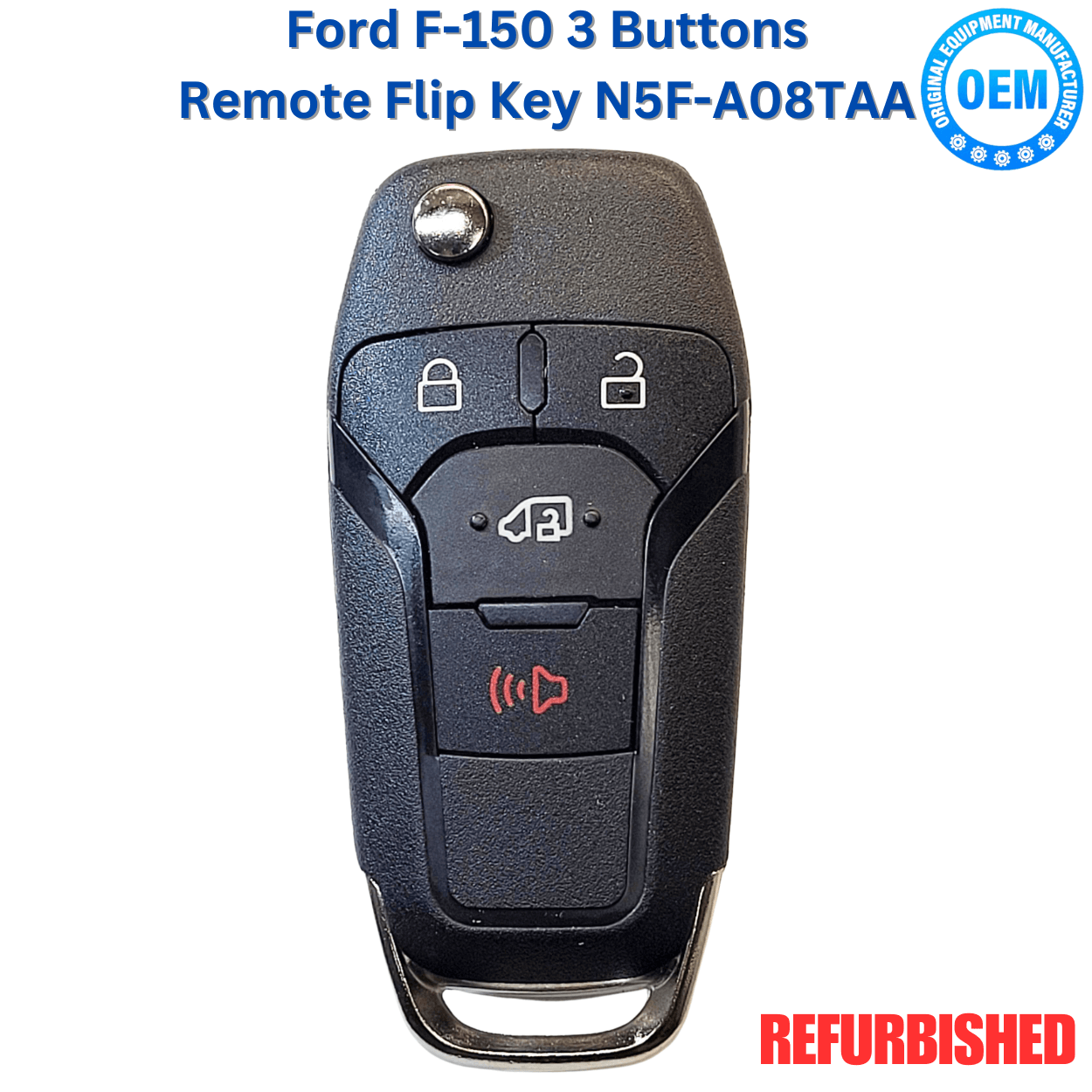 Ford Transit Remote Head Flip Key Fob, 4-Button FCC ID: N5F-A08TAA, P/N: 164-R8236, Key Blade HU101, OEM Refurbished