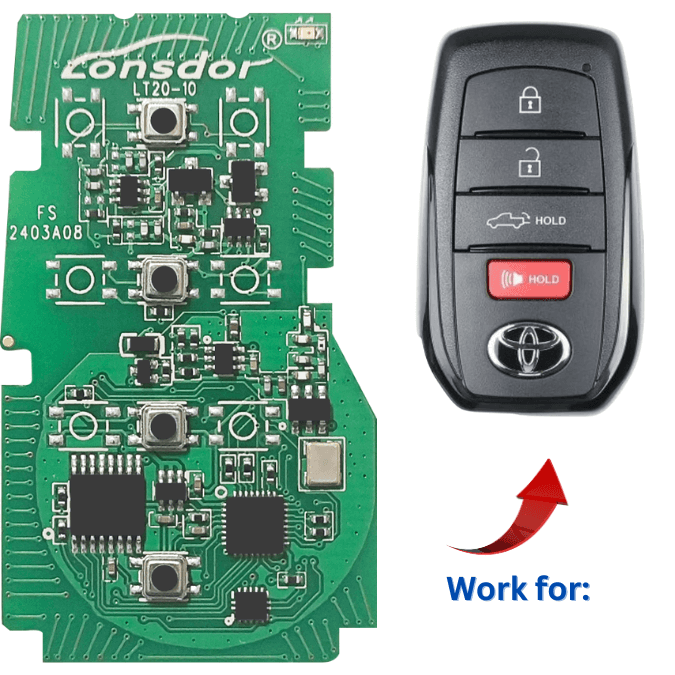 Lonsdor LT20-10 4Btns Universal Smart Remote PCB Compatible with Toyota Smart Key Fob with Board Numbers 3041 with Chip 8A-BA