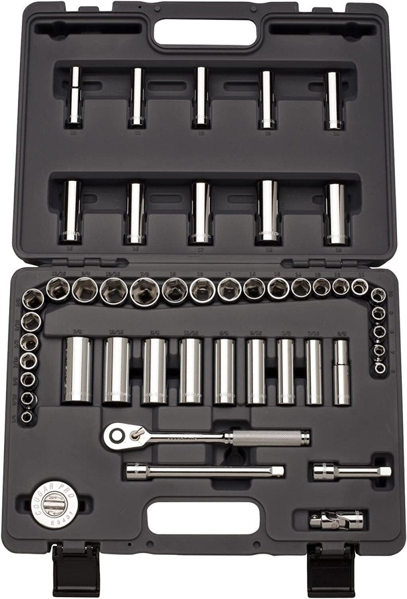 Cougar Pro Socket Wrench Box Set 46 Pieces 1/4